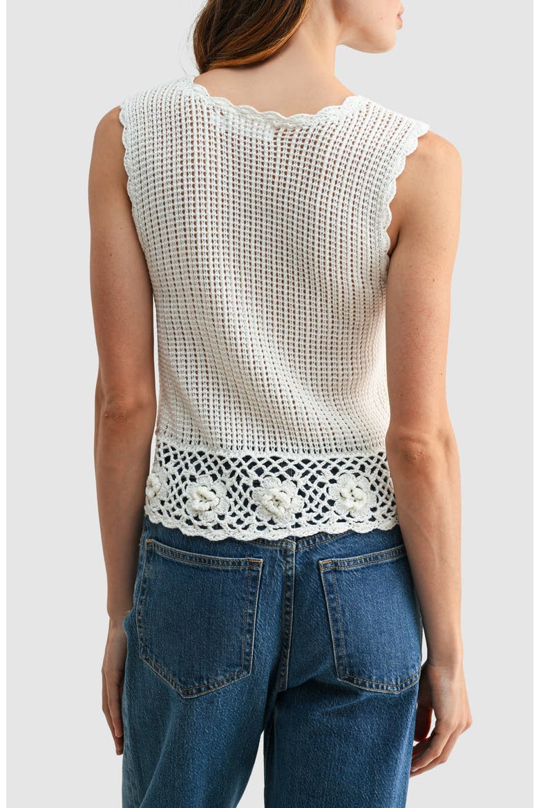 3D Flower Hem Open Stitch Tank, Alternate, color, IVORY