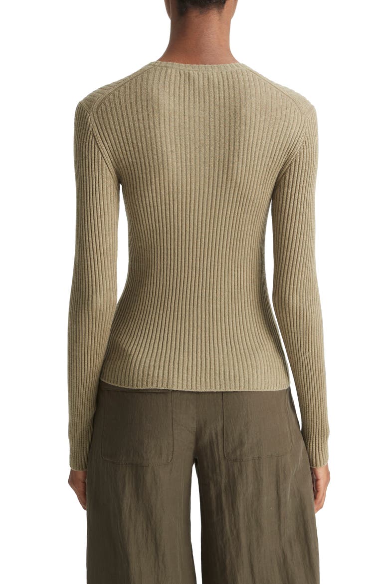 Rib Cashmere & Silk Henley, Alternate, color, ARTICHOKE