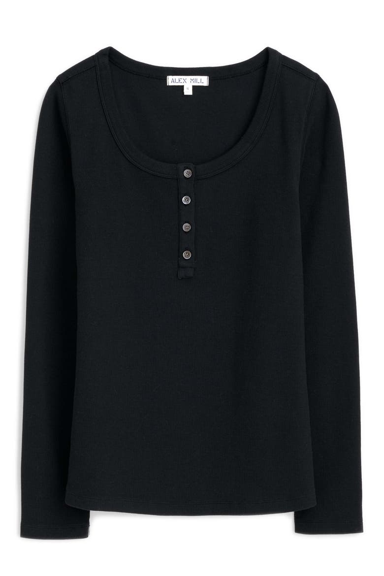 Everyday Long Sleeve Rib Henley, Alternate, color, BLACK
