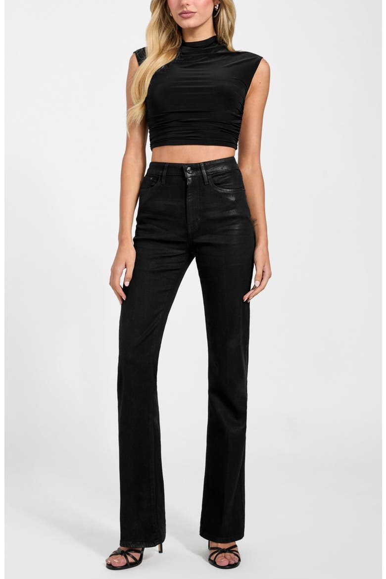 Sexy High Waist Coated Flare Jeans, Alternate, color, JBLACK-BLACK