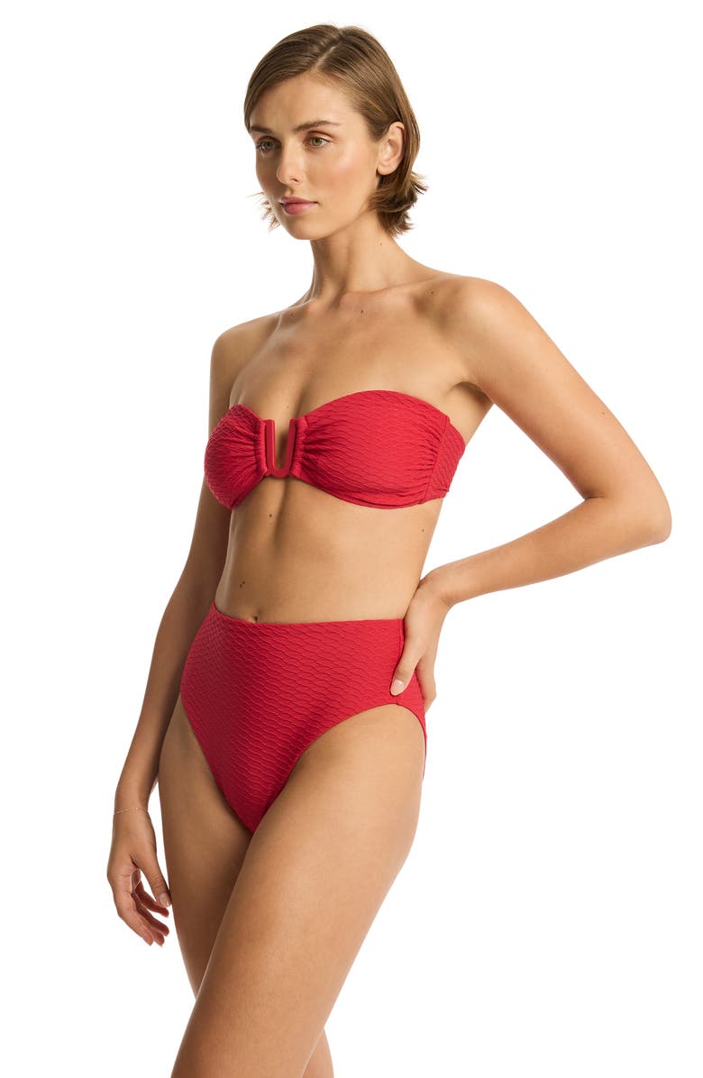 Sea Level U-Bar Bikini Top, Alternate, color, Red