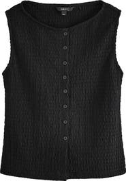 NEXT Textured Sleeveless Cotton Blend Button-Up Top