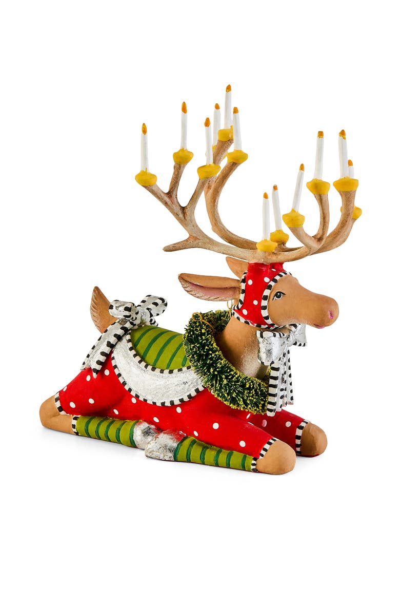 Patience Brewster Dash Away Sitting Reindeer Ornament, Alternate, color, RED