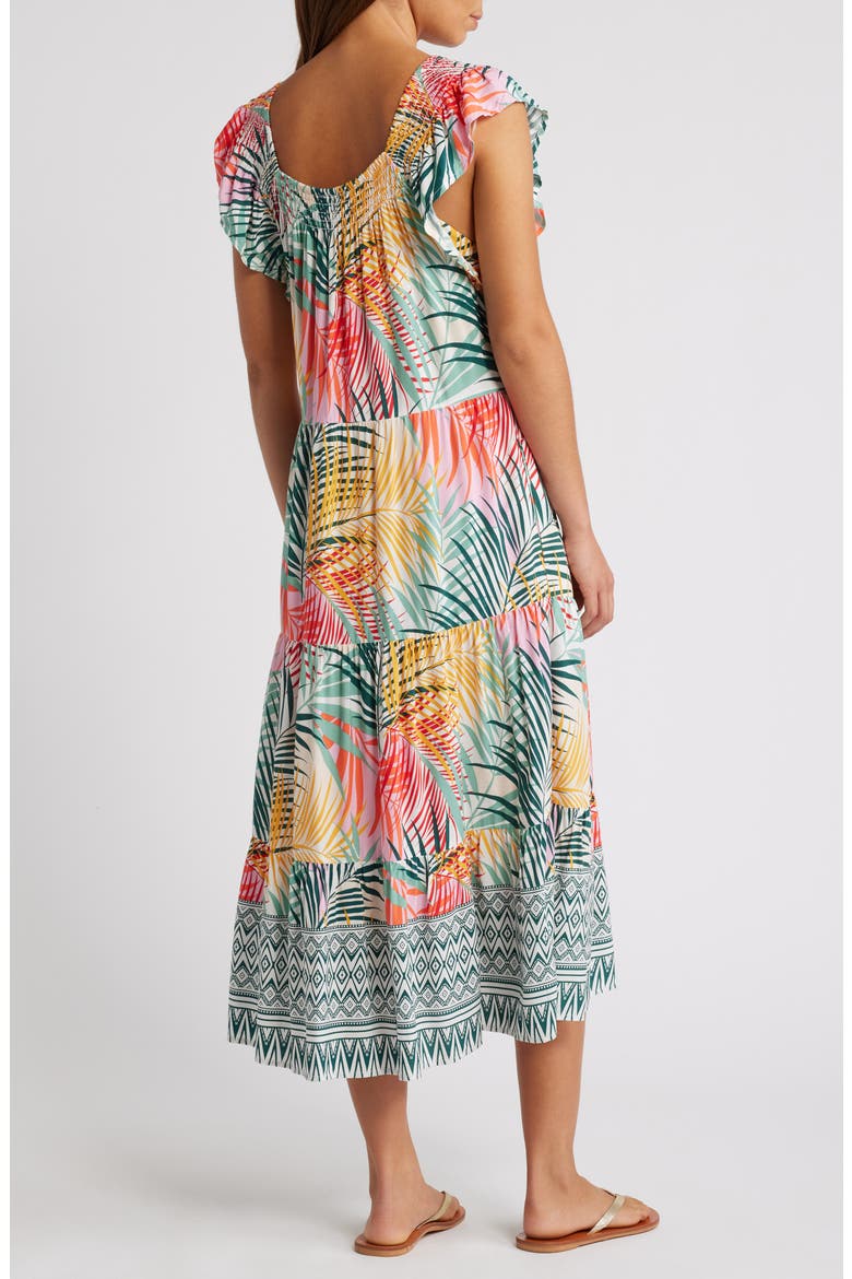 Eloise Flutter Sleeve Smocked Detail Sundress, Alternate, color, GREEN HERON