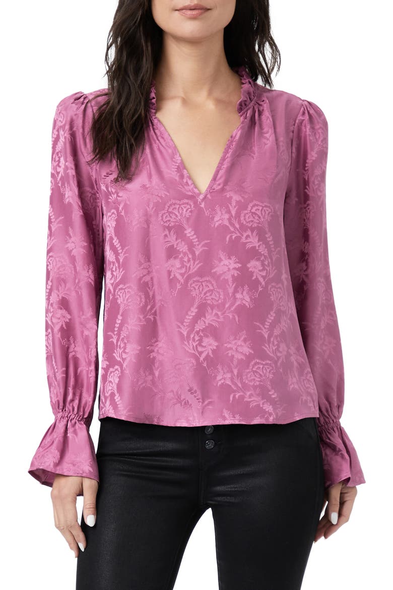 Laurin Floral Silk Jacquard Blouse, Main, color, DUSTY PLUM