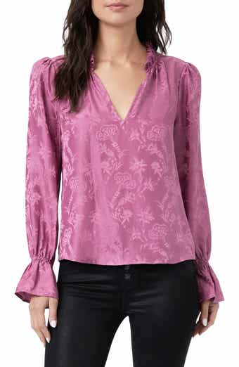 PAIGE Laurin Floral Silk Jacquard Blouse