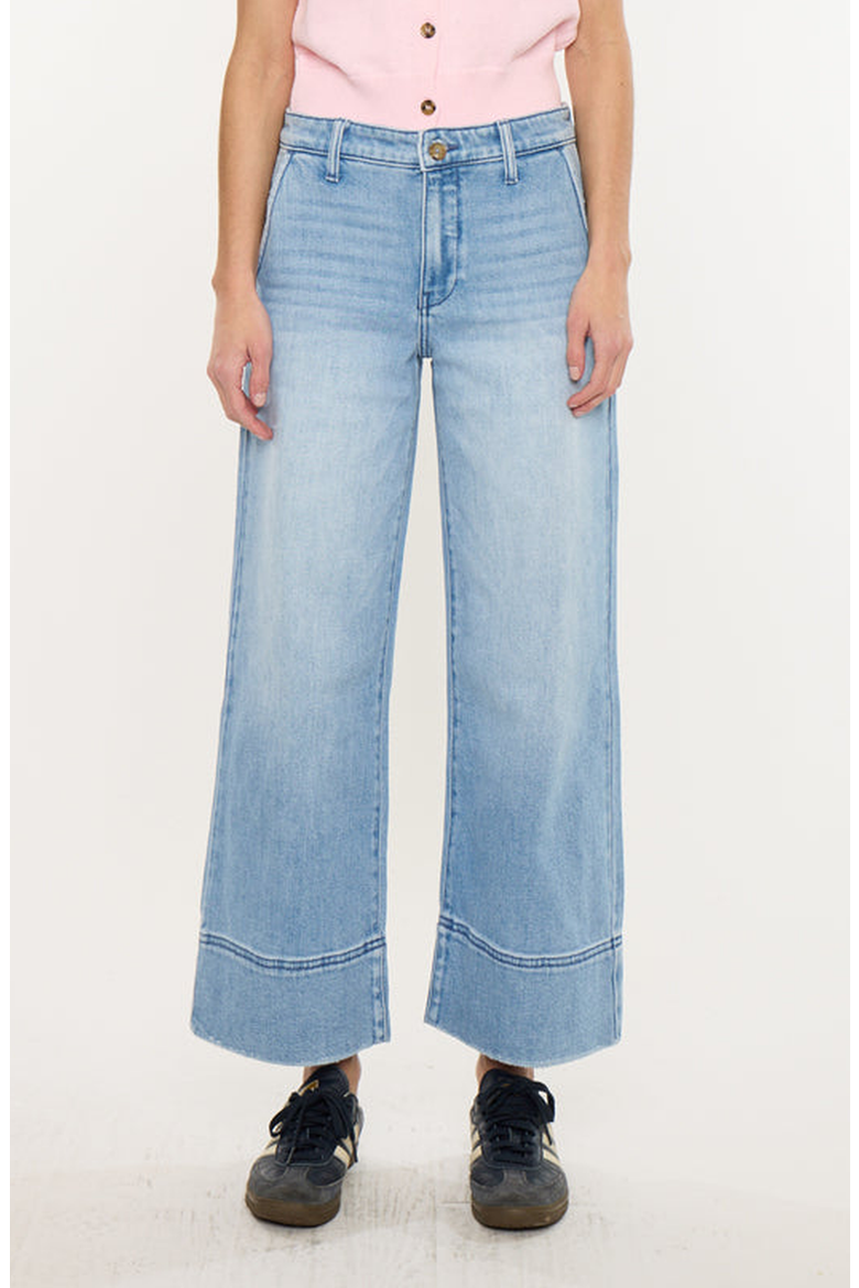Darla High Rise Cropped Wide Leg Jeans, Main, color, Medium Wash