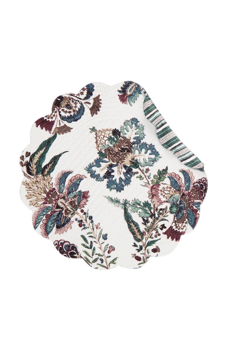 Braelyn Reversible Round Quilted Set of 6 Placemats 17", Alternate, color, Beige