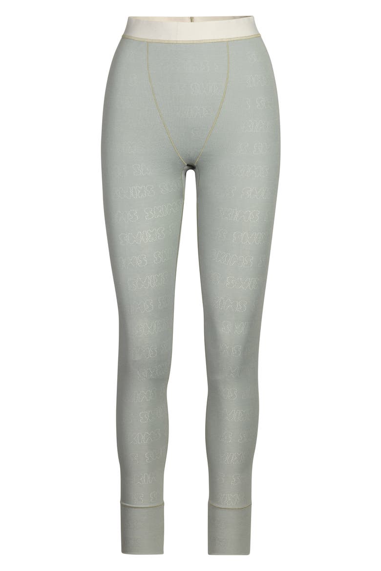 Logo Pointelle Cotton Thermal Leggings, Main, color, MINERAL