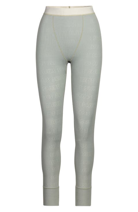Logo Pointelle Cotton Thermal Leggings