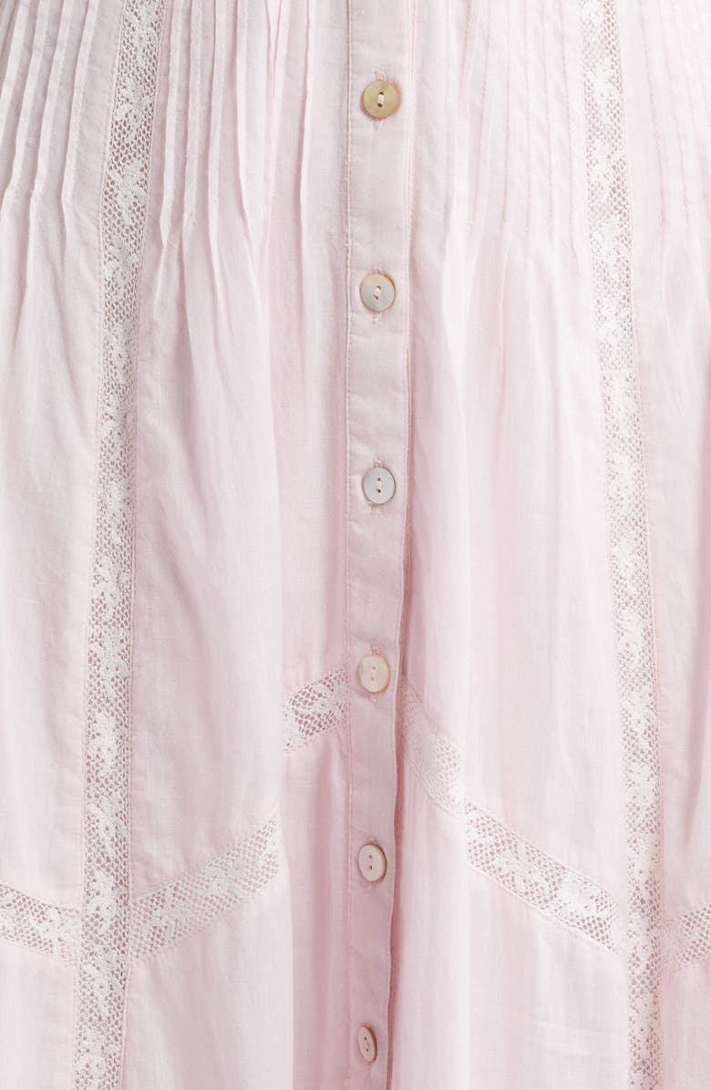 LoveShackFancy Esilda Lace Trim Cotton Dress, Alternate, color, Pink