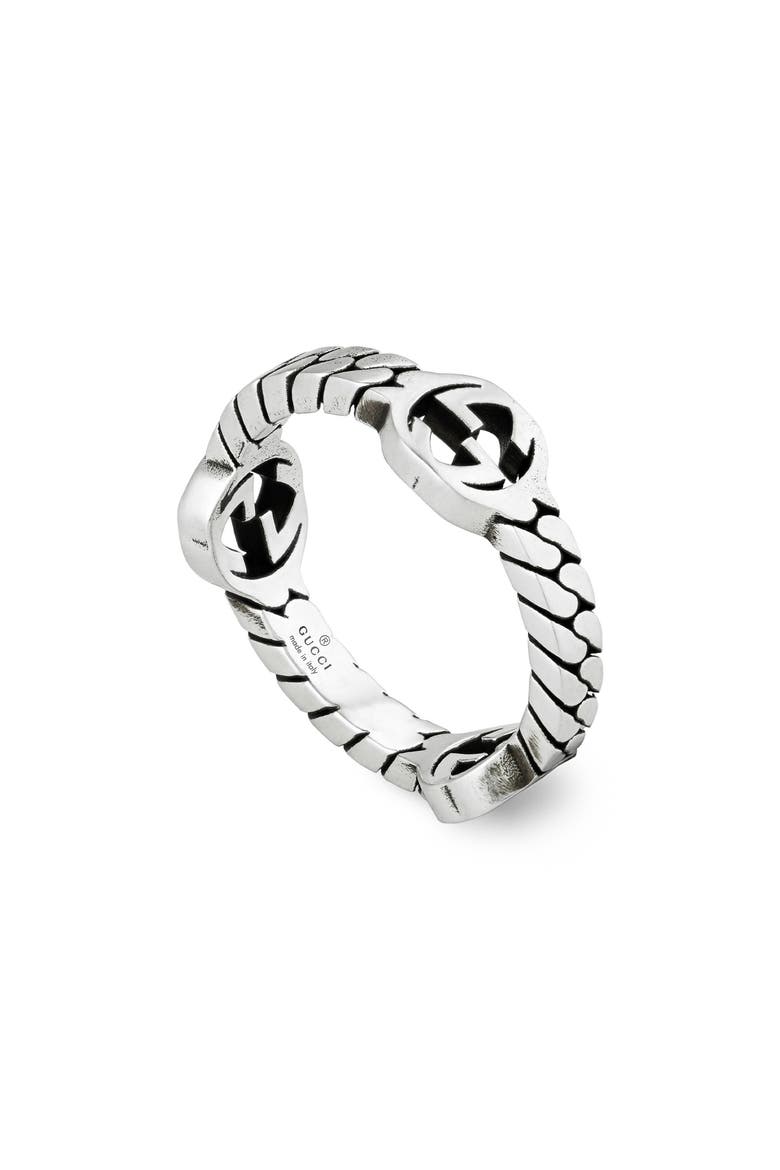 Interlocking-G Ring, Alternate, color, SILVER