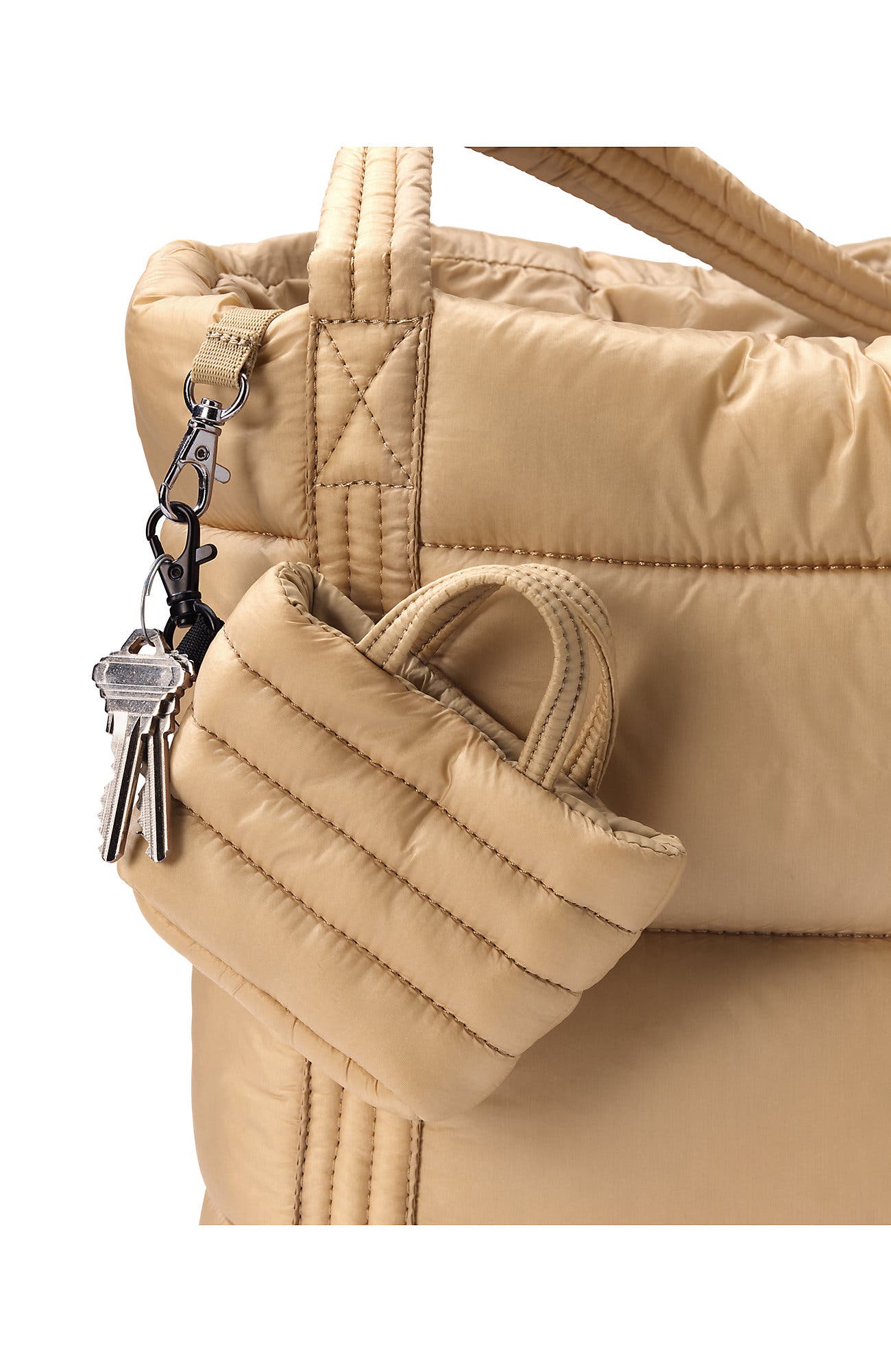 Mini Canvas Tote Charm, Alternate, color, Desert Tan Shine