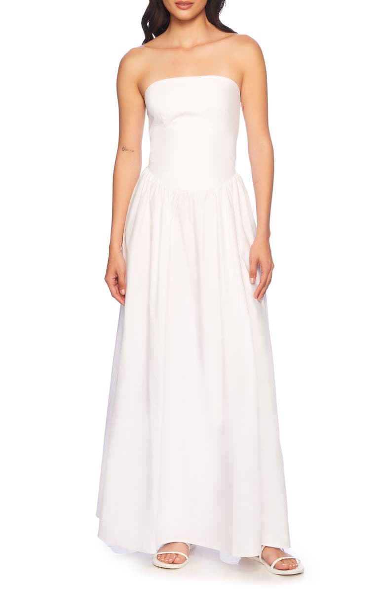 Susana Monaco Drop Waist Strapless Poplin Maxi Dress, Main, color,