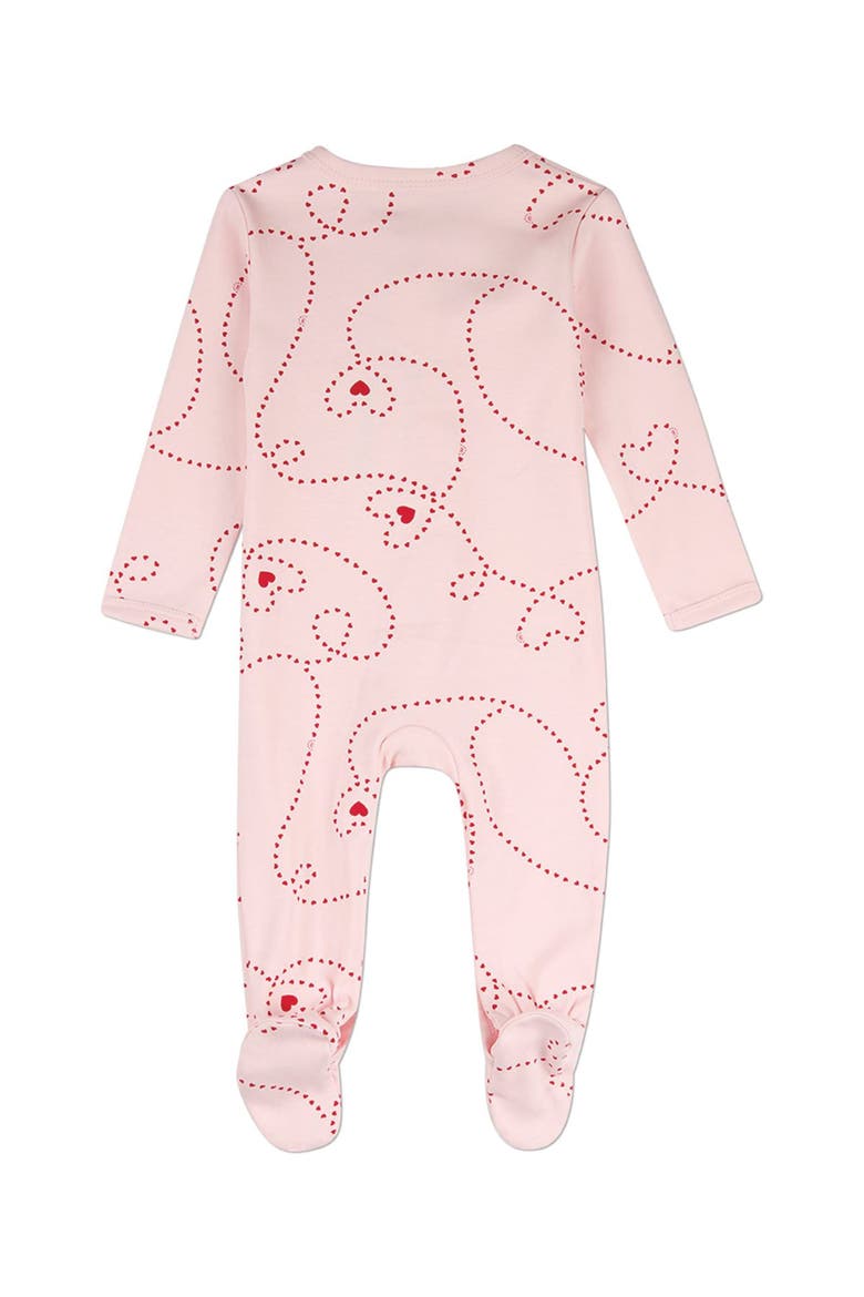 Baby Entangled Hearts Front-Snap Footie, Alternate, color, Barely Pink