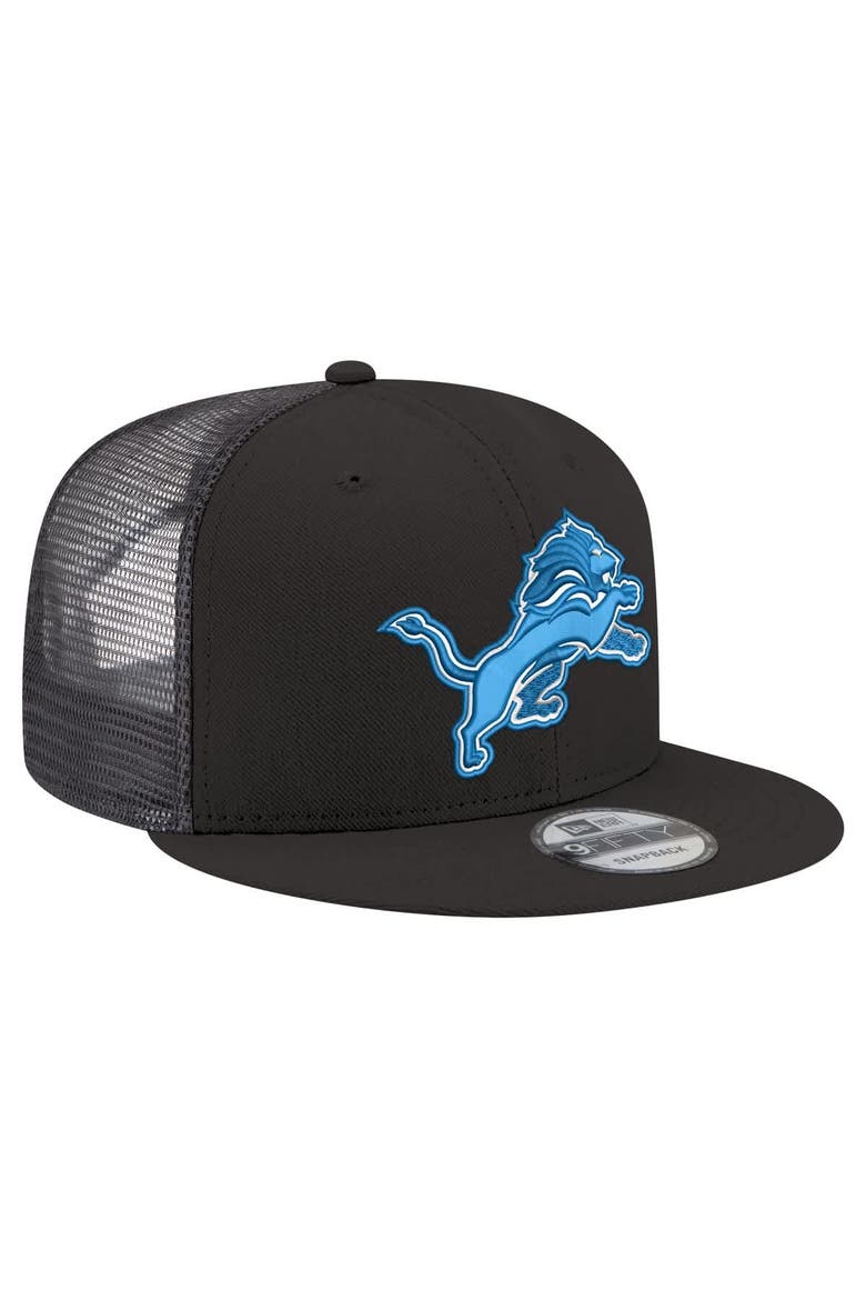 Men's New Era Black Detroit Lions Shade Trucker 9FIFTY Snapback Hat, Alternate, color, Black