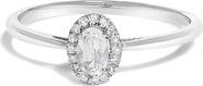 Haus of Brilliance 10K White Gold Oval and Diamond Accent Halo Birthstone Ring