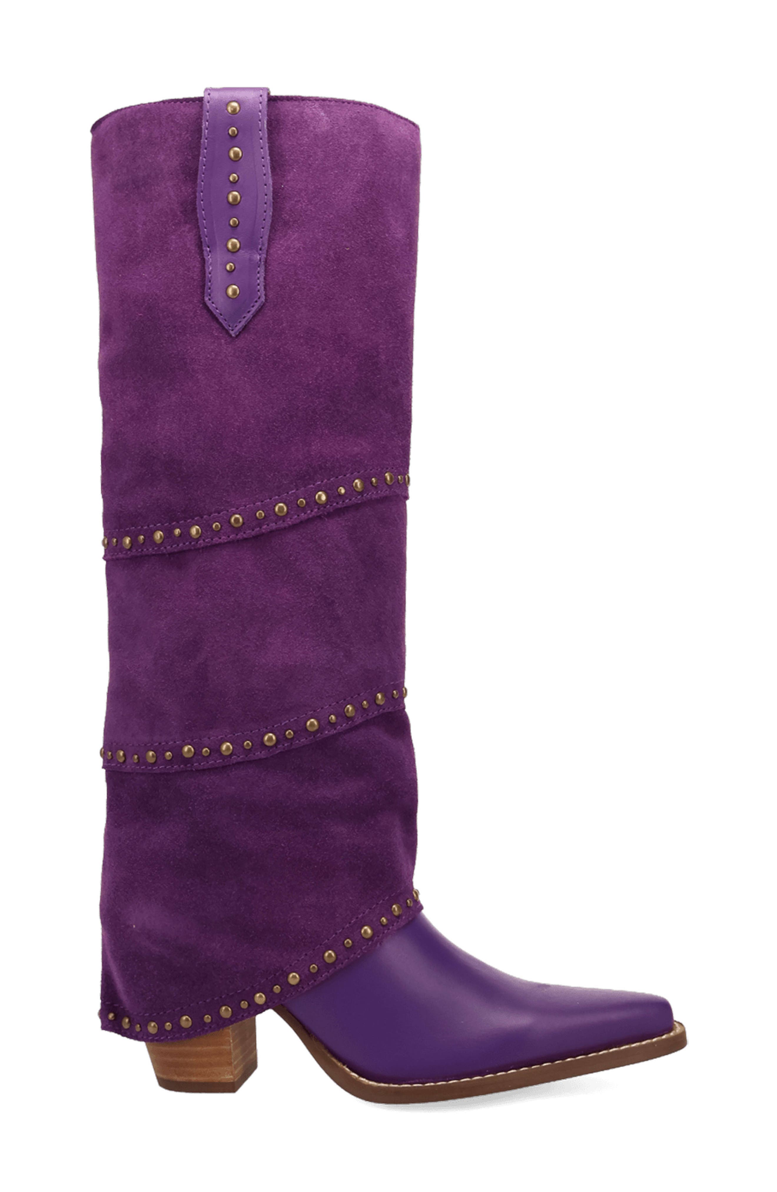 Texani Studded Knee High Boot, Alternate, color, PURPLE