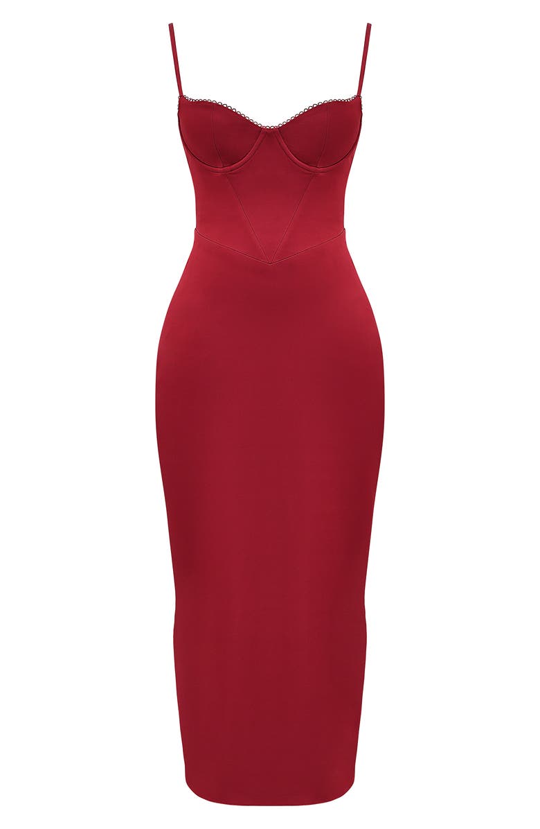 HOUSE OF CB Stefania Underwire Corset Bodice Satin Gown, Alternate, color, Blood Red