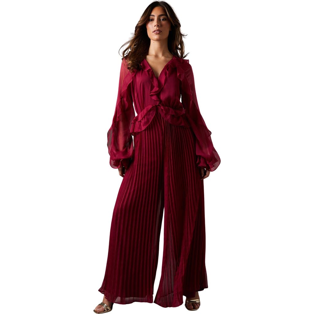 Coast Soft Chiffon Frill Jumpsuit In Purple