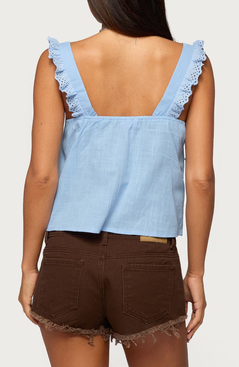 EDIKTED Viviana Ruffle Strap Cotton Tank, Alternate, color, Light-Blue