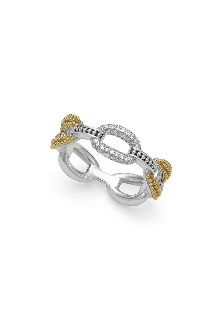 Caviar Luxe Diamond Pavé Link Ring, Main, color, GOLD