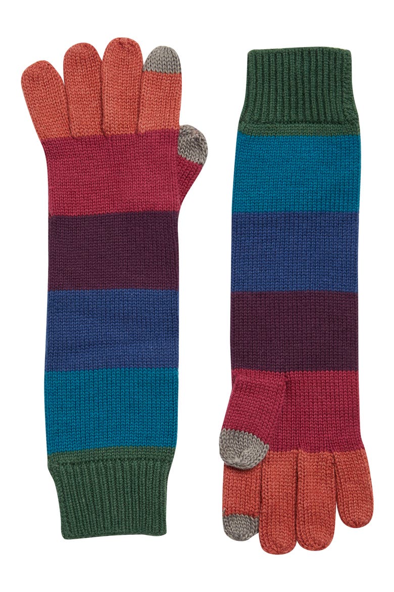 Rainbow Stripe Touchscreen Compatible Gloves, Main, color, OPEN BLUE