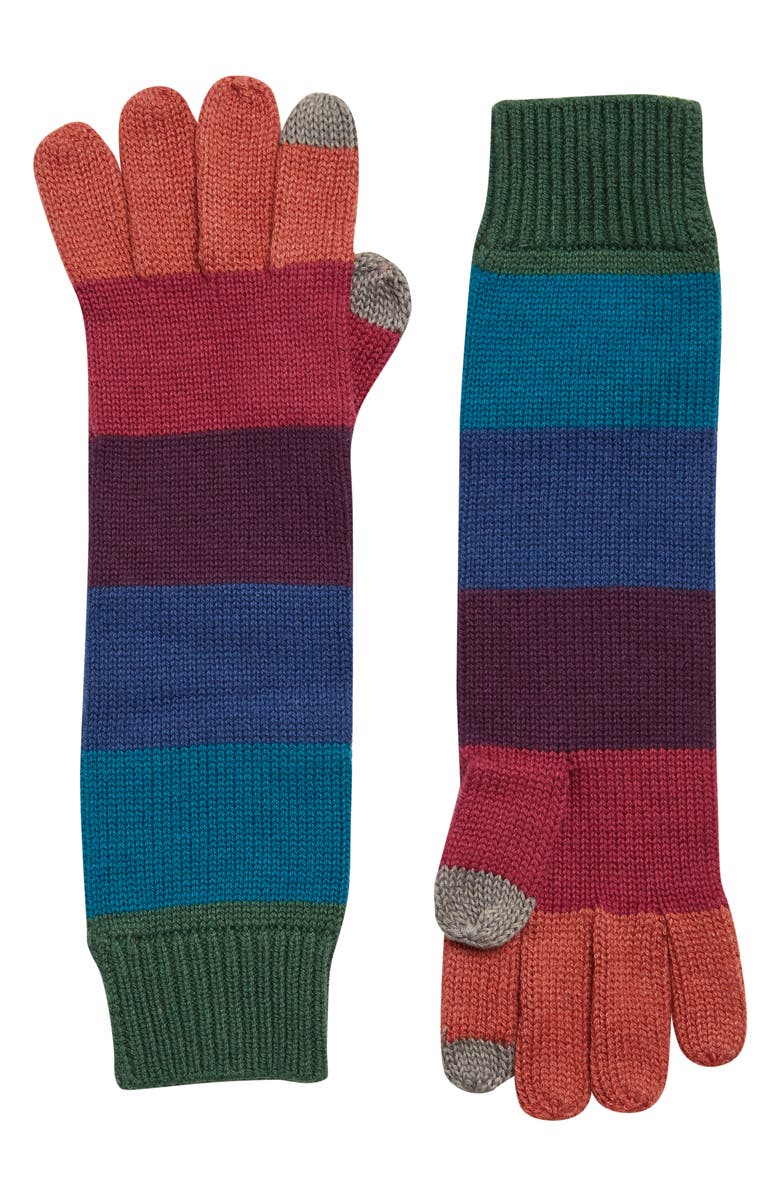 Kurt Geiger Rainbow Stripe Touchscreen Compatible Gloves, Main, color, 