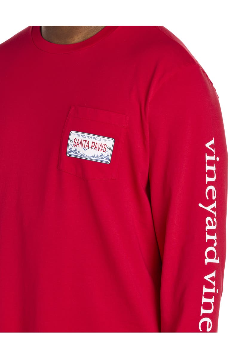 vineyard vines Big & Tall Santa Paws Long-Sleeve Graphic T-Shirt, Alternate, color, Red Velvet