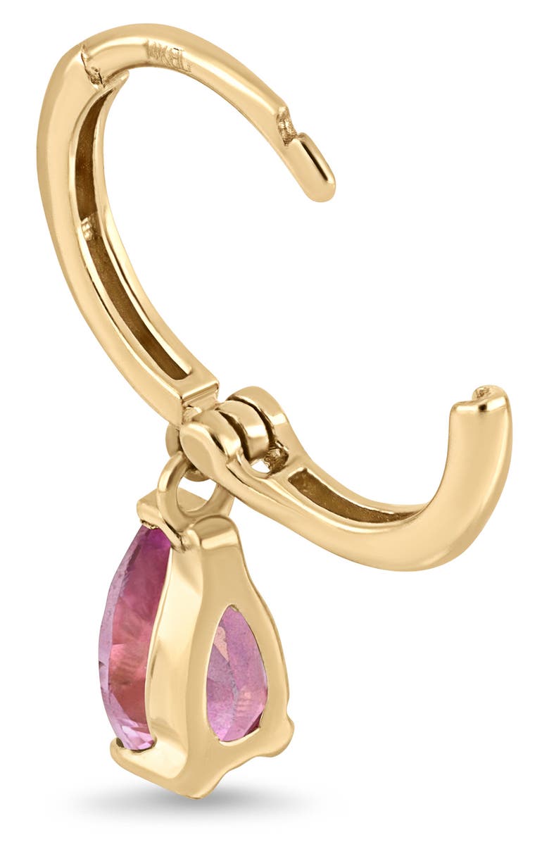 Bony Levy 14K Yellow Gold Pink Topaz Teardrop Huggie Hoop Earrings, Alternate, color, 14Ky