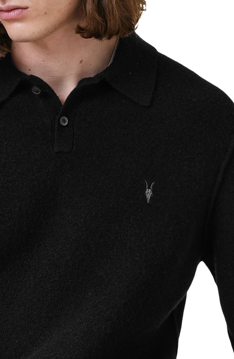AllSaints Statten Polo Sweater, Alternate, color, Black