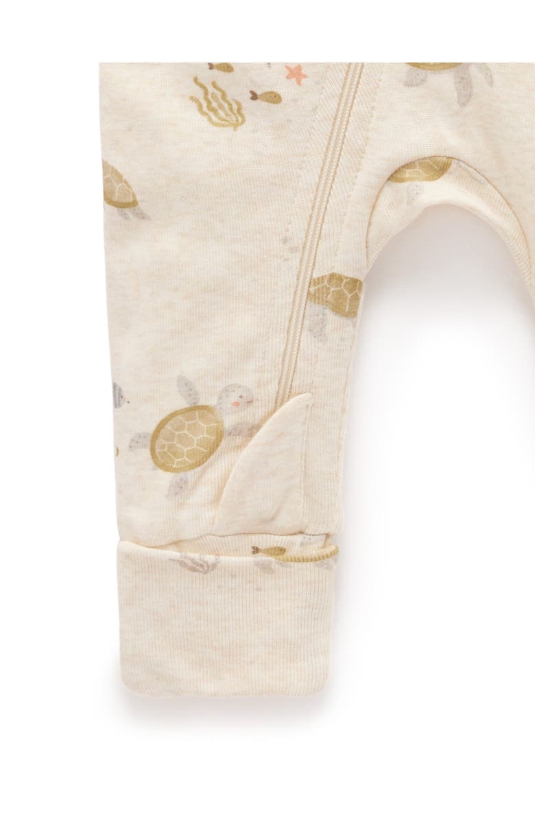 Purebaby Rib Zip Printed Romper Turtle Print, Alternate, color, Little Turtles Print