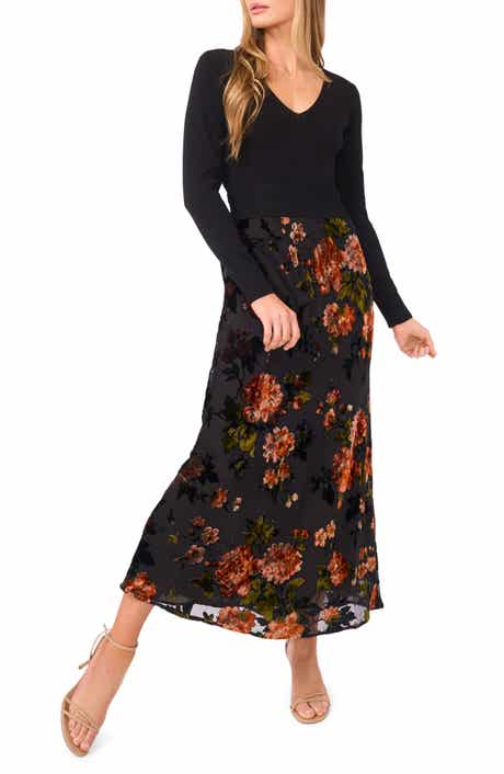 Ted Baker Mixed Media Long Sleeve Midi Dress