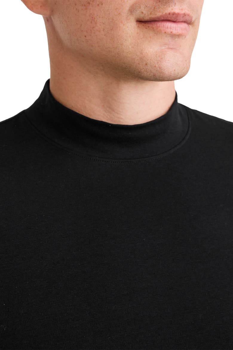 Mens Cotton Stretch Long Sleeve Mock Neck Tee, Alternate, color, Black
