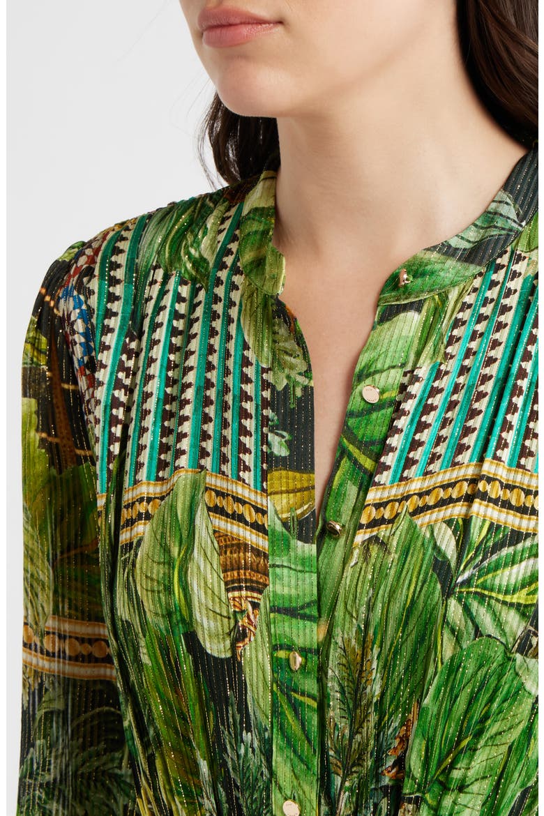 The Liliou Metallic Floral Print Long Sleeve Dress, Alternate, color, ATRIUM GARDEN PRINT