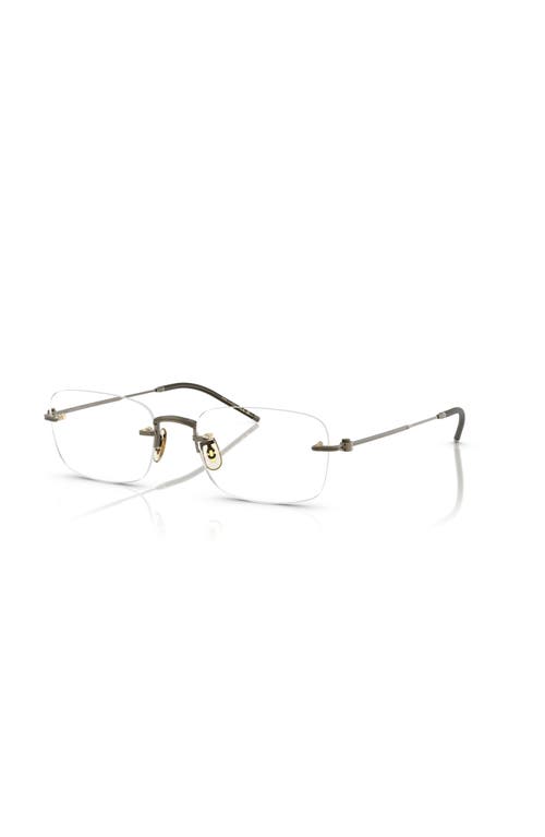 Oliver Peoples 53mm Rectangle Optical Glasses In Metallic