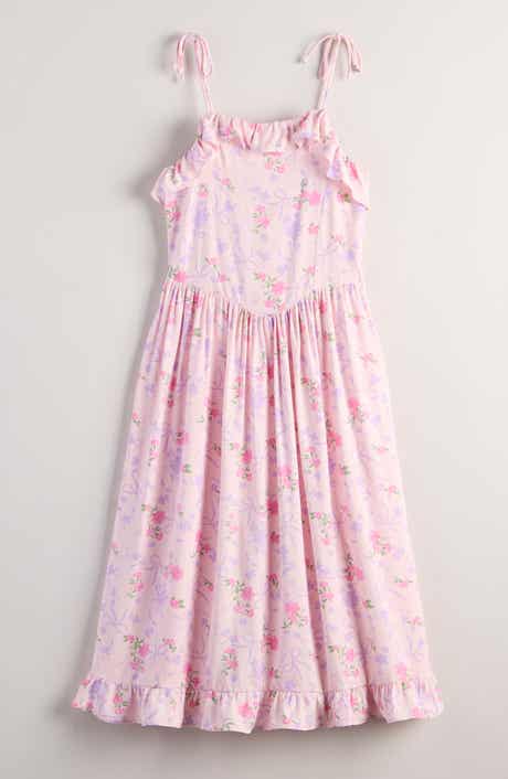 Kids' Floral Ruffle Tie Strap Sundress