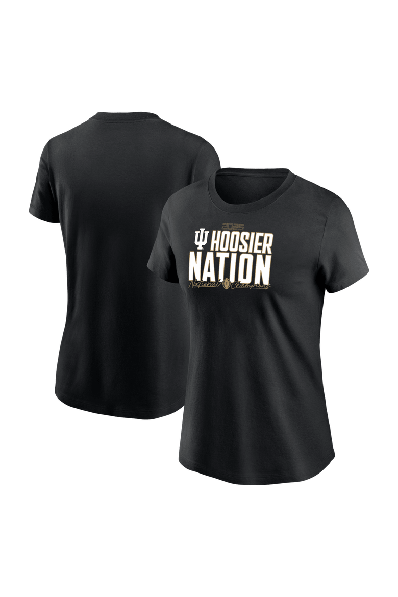 Women's  Black Indiana Hoosiers College Football Playoff 2025 National Champions Run Stopper T-Shirt, Main, color, Black