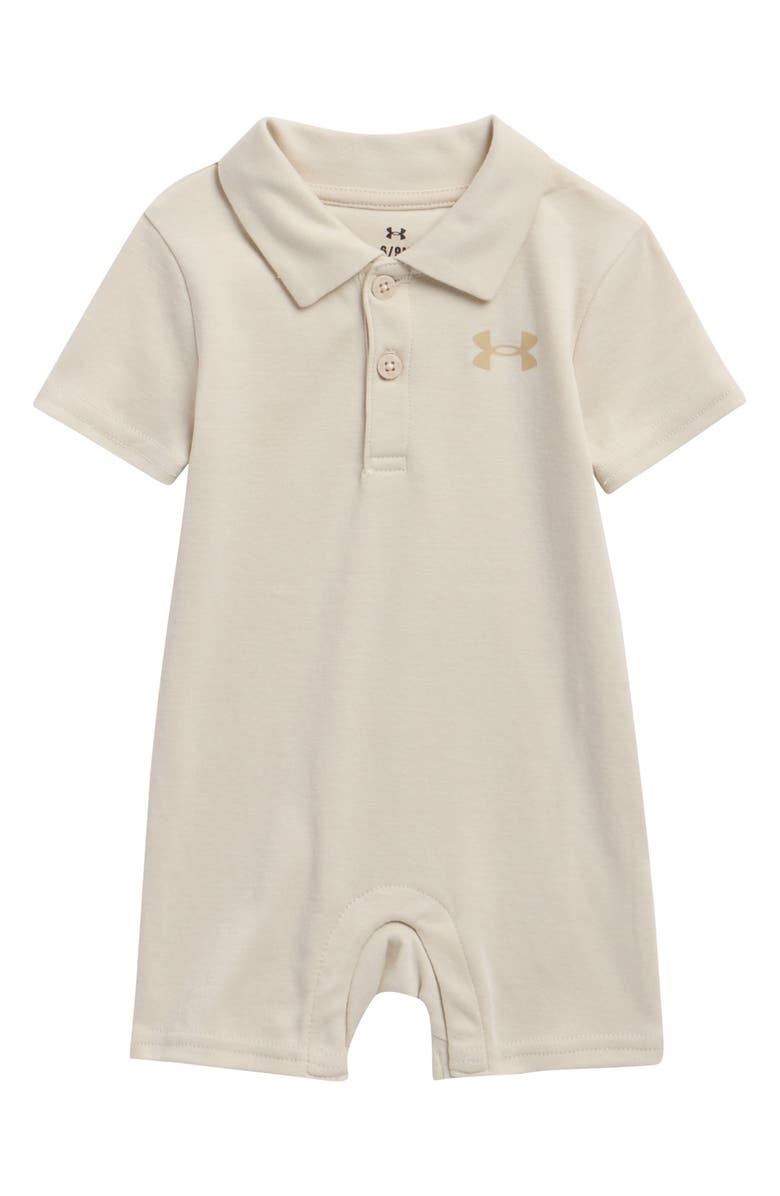 Under Armour UA Solid Polo Romper, Main, color, Ivory Dune