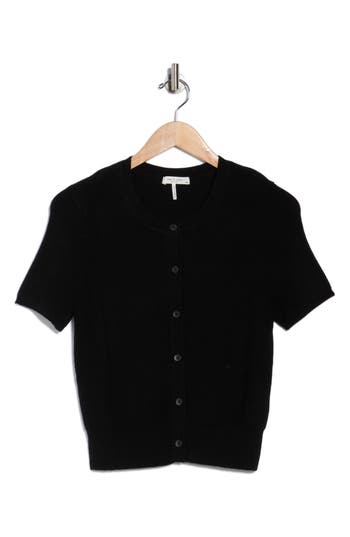 Rag & Bone Michal Short Sleeve Crop Cardigan In Black