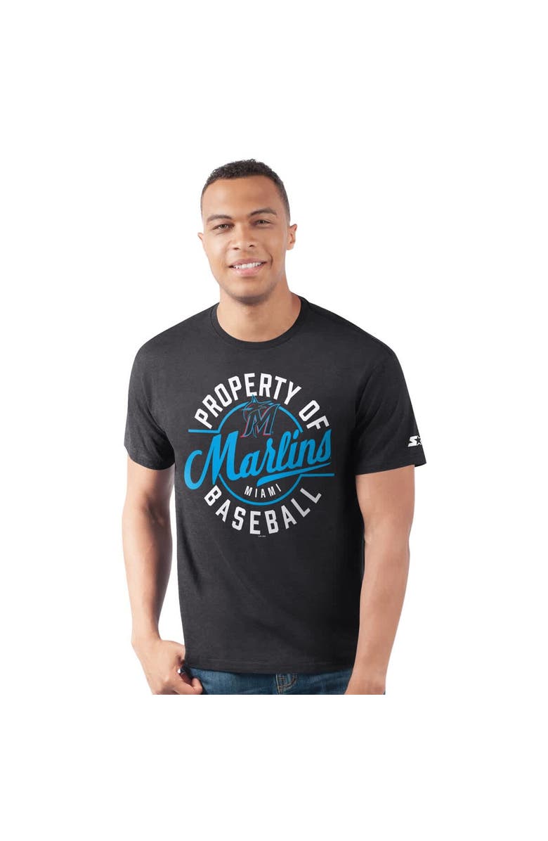 STARTER Men's Starter  Black Miami Marlins Prime Time Property Of T-Shirt, Main, color, Black
