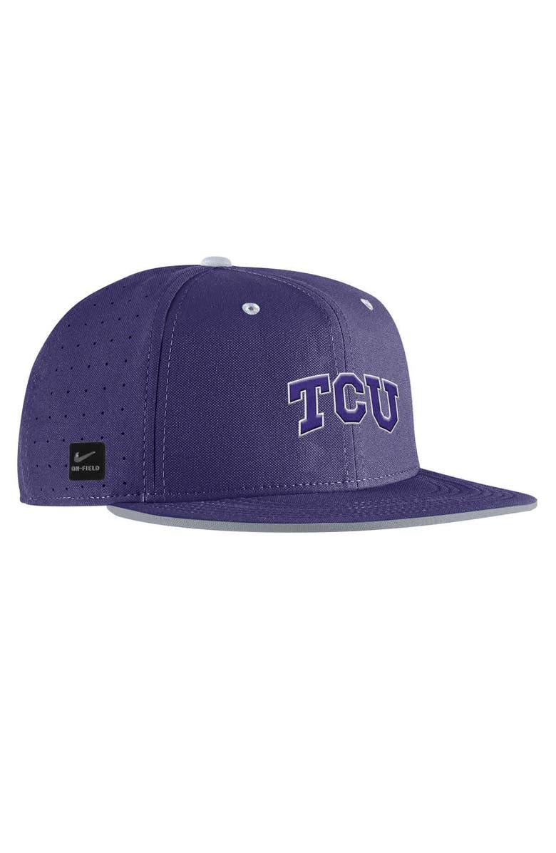 Nike Men's Nike Purple TCU Horned Frogs 2025 On-Field True Performance Baseball Fitted Hat, Alternate, color, Purple