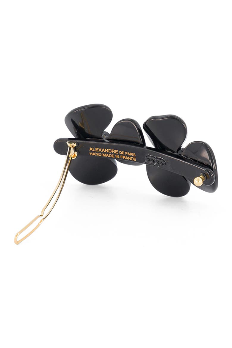 Camelia Acetate Side Barette, Alternate, color, Black
