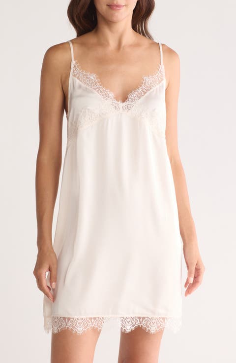 Lace Trim Satin Chemise