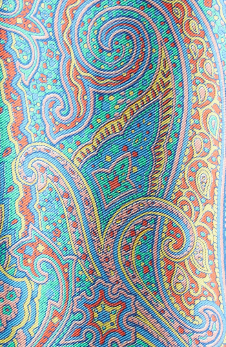 Etro Paisley Silk Cape, Alternate, color, Green Print