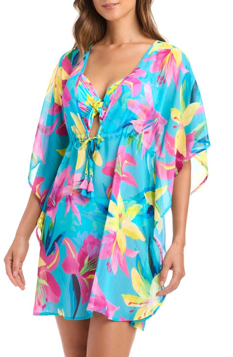 Floral Semisheer Cover-Up Caftan