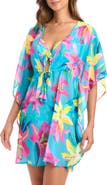 BLEU by Rod Beattie Floral Semisheer Cover-Up Caftan