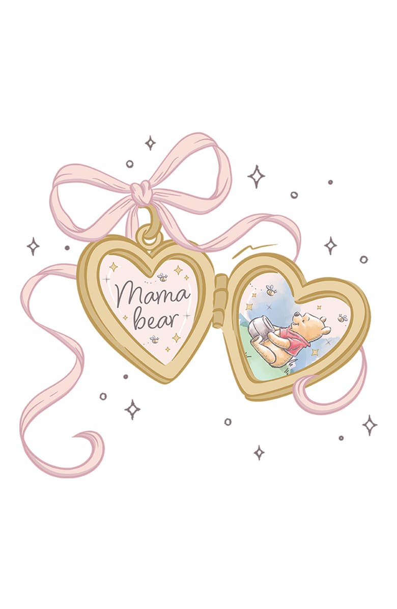 Winnie the Pooh Women's Winnie the Pooh Bow Heart Locket Bear  Graphic T-Shirt, Alternate, color, White