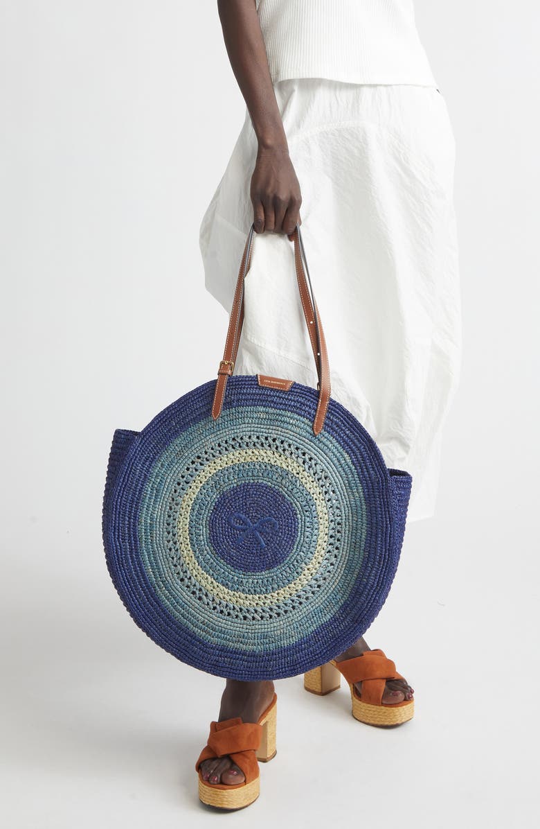 Anya Hindmarch Bow Round Raffia Tote, Alternate, color, Monday