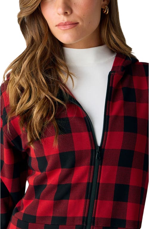 Fabletics Cozy Fleece Hooded Jumpsuit In Red